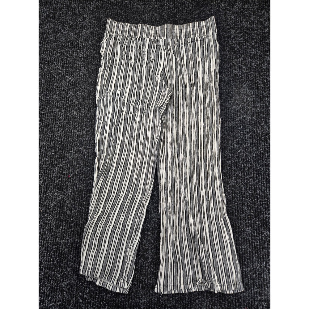 Apt. 9 Womens Black White Striped Elastic Waist Pull On Straight Leg Pants S